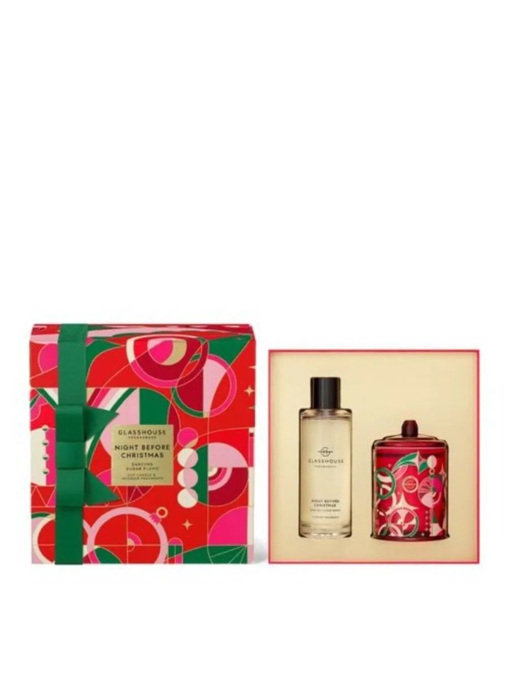 GLASSHOUSE Night Before Christmas Dancing Sugar Plums Candle Room Spray Gift Set